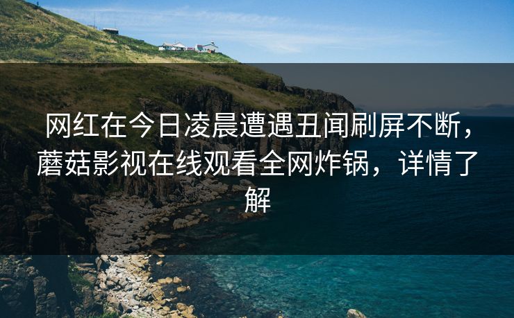 网红在今日凌晨遭遇丑闻刷屏不断，蘑菇影视在线观看全网炸锅，详情了解