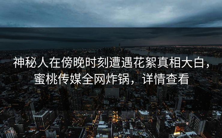 神秘人在傍晚时刻遭遇花絮真相大白，蜜桃传媒全网炸锅，详情查看