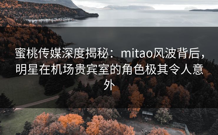 蜜桃传媒深度揭秘：mitao风波背后，明星在机场贵宾室的角色极其令人意外